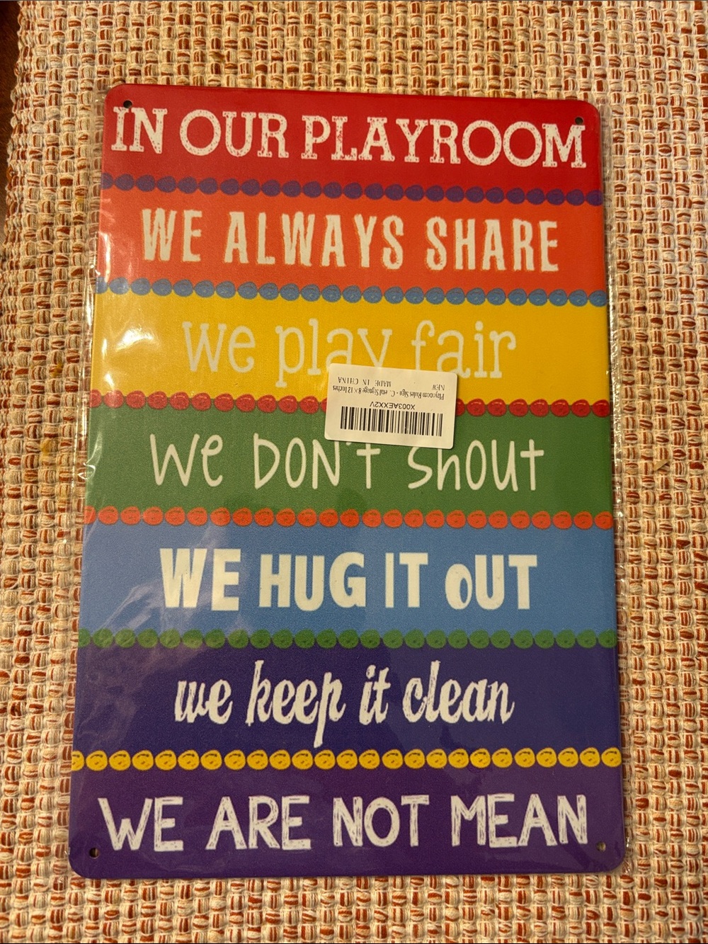Playroom Rules Wall Sign - Multicolor
